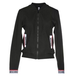 Moschino Black Athletic Jacket with Branded Trim Size Small